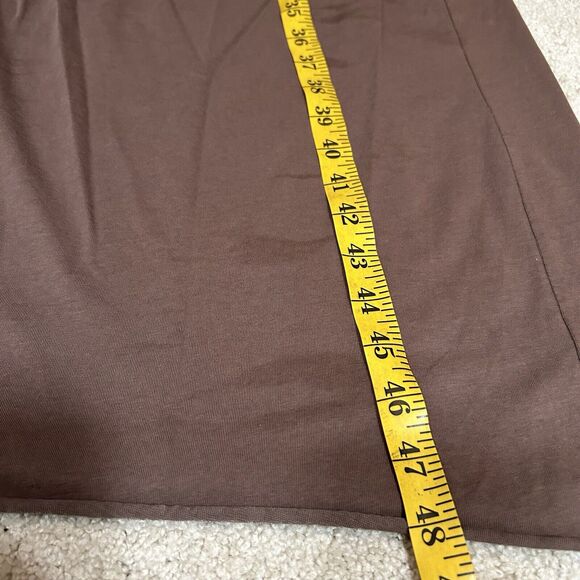 Mod Ref Gina Dress High Neck Midi Ruching Brown Size Small S - Picture 8 of 9